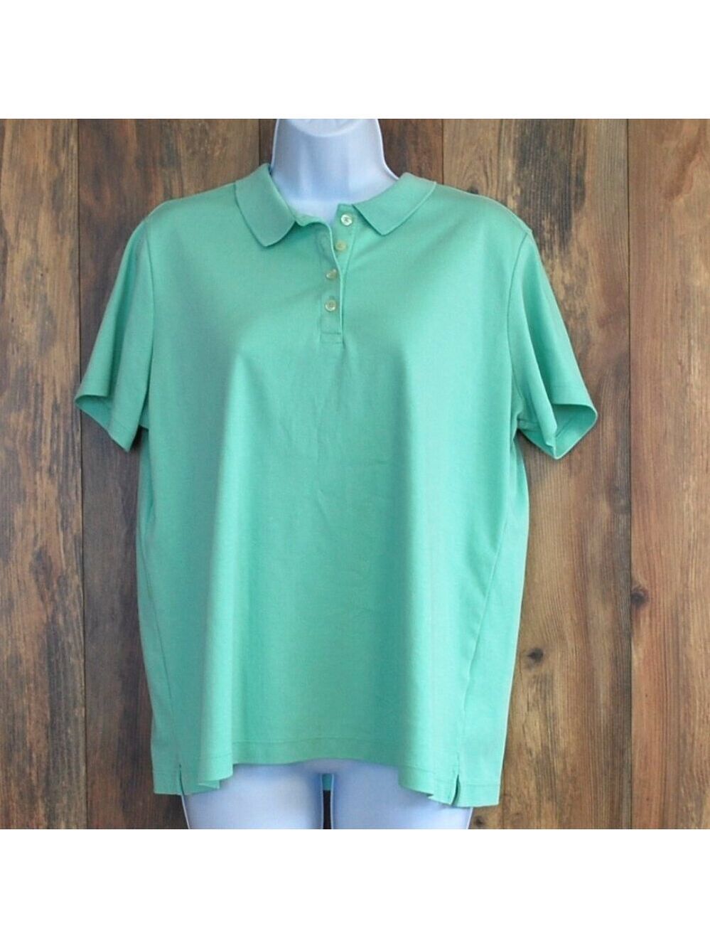 Land's End Women's Mint Green Short Sleeve Polo L